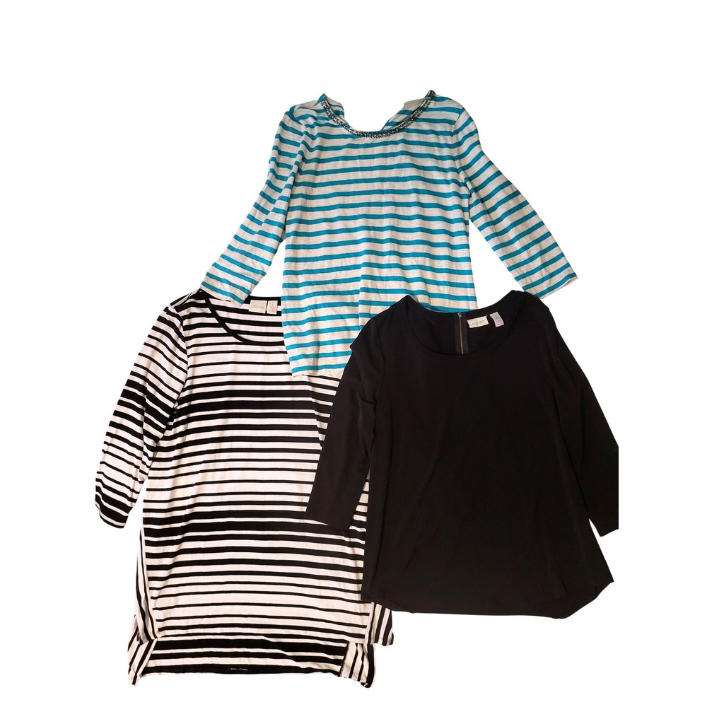 5 pc Chicos Longโ Sleeve Tops Lot Swiss Dot Striped Tunic Size 1 = 8 10 Women's